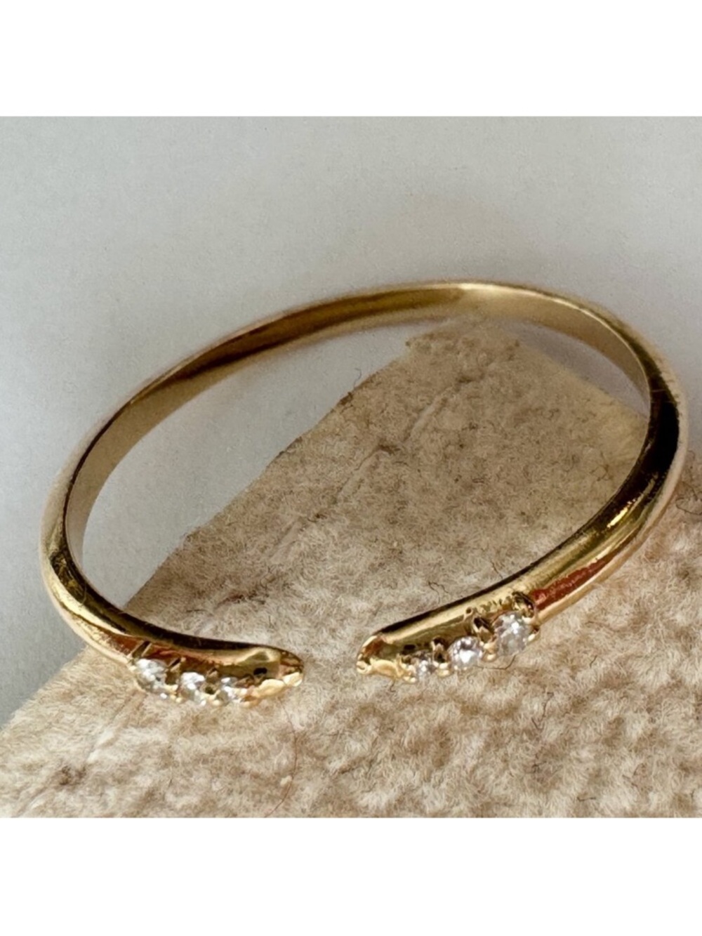 bluboho Diamond Horizon Cuff Stacking Ring – Solid 14K Yellow